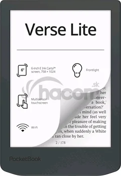 E-book POCKETBOOK 619 Verse Light, Midnight Grey, sivý