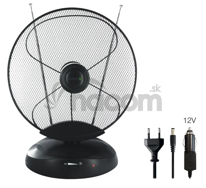 EVOLVEO Xany 4, 230/12V, aktívna izbová anténa FM/DAB+/DVB-T2, filter LTE,4G,5G