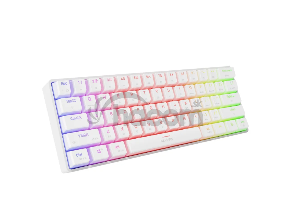 Genesis herná klávesnica THOR 660 G2/Gateron Brown/USB+BT/US layout/Biela