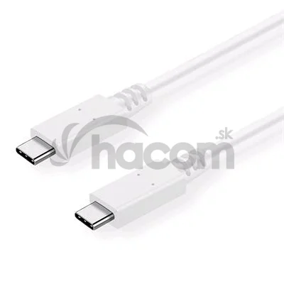 Kábel C-TECH USB 3.2, Type-C (CM/CM), PD 100W, 20Gbps, 2m, biely