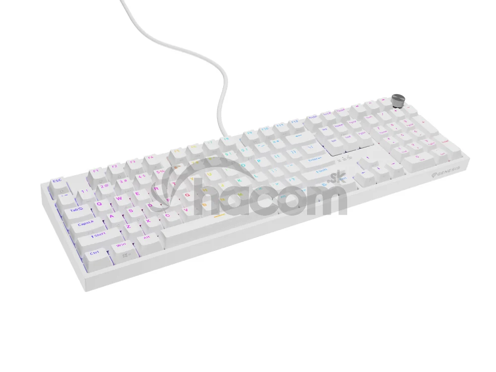 Herná mechanická klávesnica Genesis THOR 404/RGB/Outemu Peach Silent/Drôtové USB-A/US layout/Biela