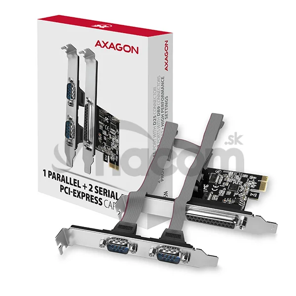 AXAGON PCEA-PSN, PCIe radič - 1x paralelný (LPT) + 2x sériový port (RS232) 250 kbps, vr. LP