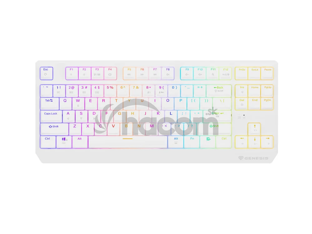 GENESIS herná klávesnica THOR 230/TKL/RGB/Outemu Red/Bezdrôtová USB + Bluetooth/US layout/Biela
