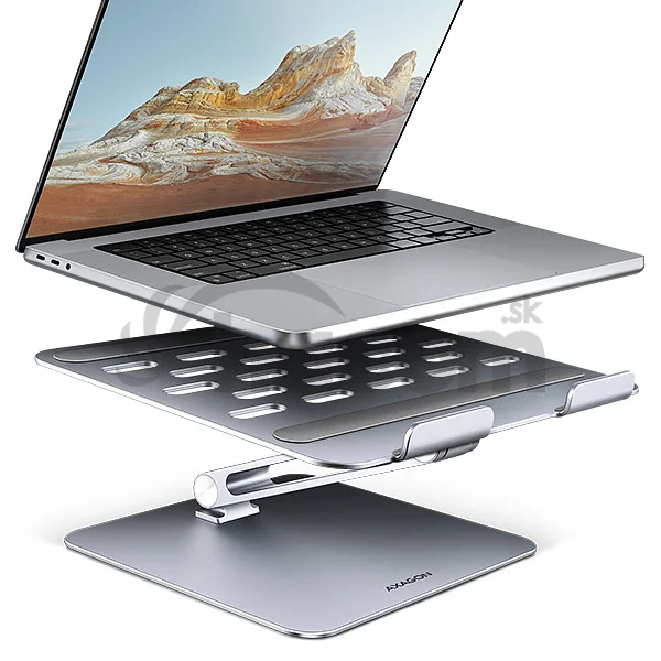 AXAGON STND-LQ hliníkový HQ stojan na notebook 10"-17.3" nastaviteľná výška a uhol, šedý