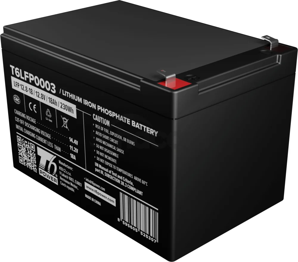 Batéria T6 Power LiFePO4, 12.8V, 18Ah, 230Wh, Bluetooth, F2