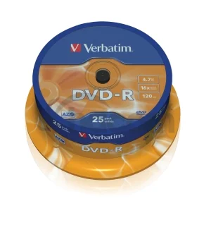 VERBATIM DVD-R(25-Pack)Spindl/MattSlvr/16x/4.7GB