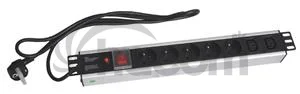 19" napájací panel OC 5x230V+2xIEC 2m PPO SW Black