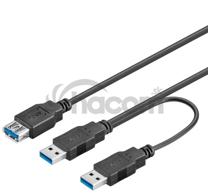 PremiumCord USB Y kábel A/Male + A/Male + A/Female