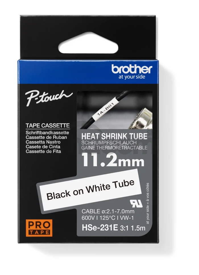 HSE-231E - čierna tlač na biele, šírka 11,2 mm