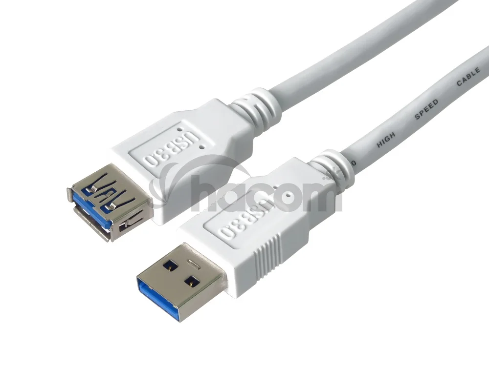 PremiumCord Predlžovací kábel USB 3.0 Super-speed 5Gbps A-A, MF, 9pin, 0,5m biela