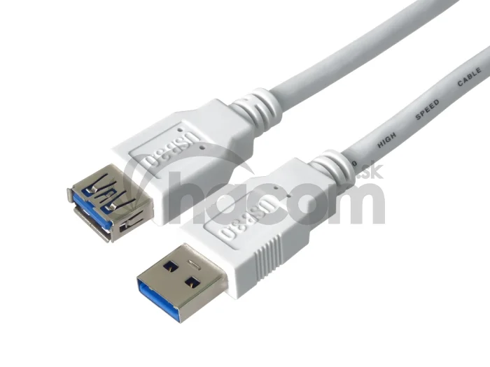 PremiumCord Predlžovací kábel USB 3.0 Super-speed 5Gbps A-A, MF, 9pin, 0,5m biela