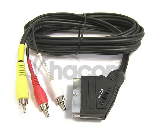 PremiumCord SCART - 3xCINCH 1.5m in/out prepínač