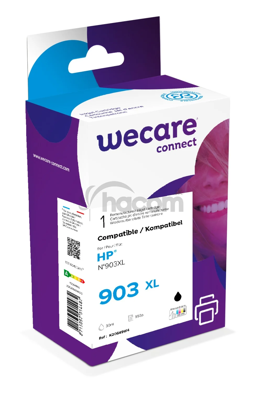 WECARE ARMOR ink kompatibilný s HP OJ 6950, T6M15AE, 30ml/950str, 903XL, čierna/black
