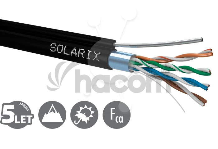 Inštalačný kábel Solarix CAT5E FTP PE Fca samonosný 305m/cievka SXKD-5E-FTP-PE-SAM