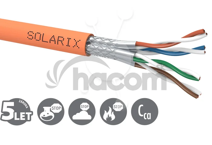 Inštalačný kábel Solarix CAT7 SSTP LSOH Cca-s1,d1,a1 500m/cievka SXKD-7-SSTP-LSOH