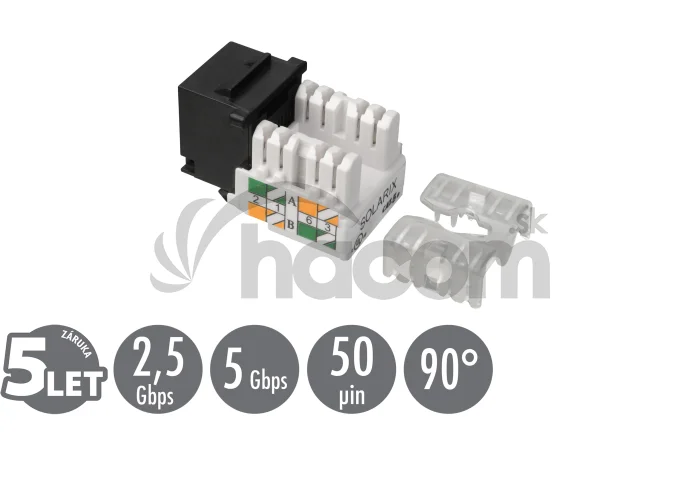 Zarezávací keystone Solarix CAT5E UTP svorkovnica 90 ° SXKJ-5E-UTP-BK-90