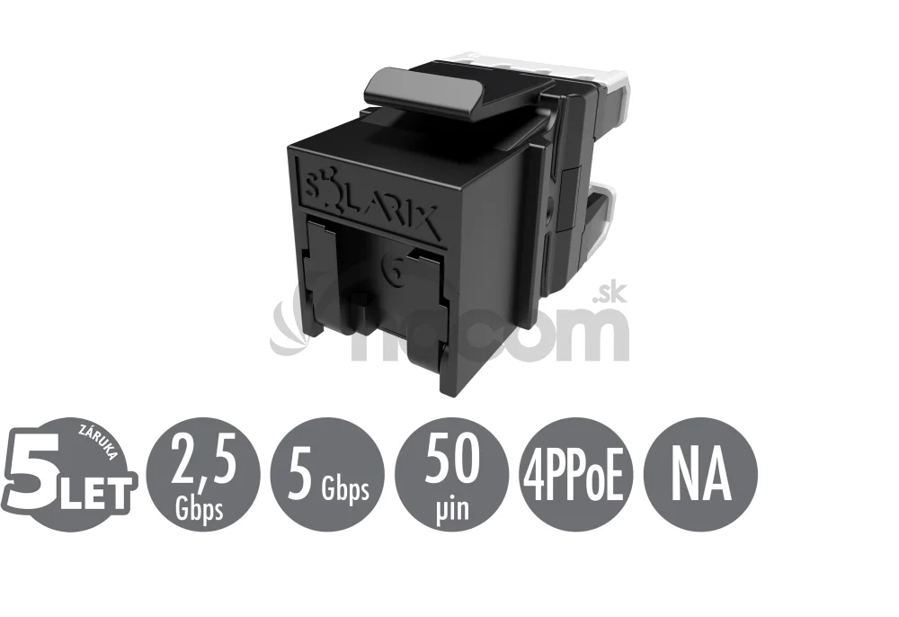 Rýchlozarezávacie keystone Solarix CAT6 UTP SXKJ-6-UTP-BK-NA Component Level a 4PPoE certifikácia