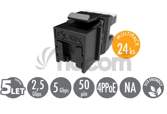 MULTIPACK 24 ks - rýchlozarezávací keystone Solarix CAT6 UTP SXKJ-6-UTP-BK-NA Comp. Level a 4PPoE