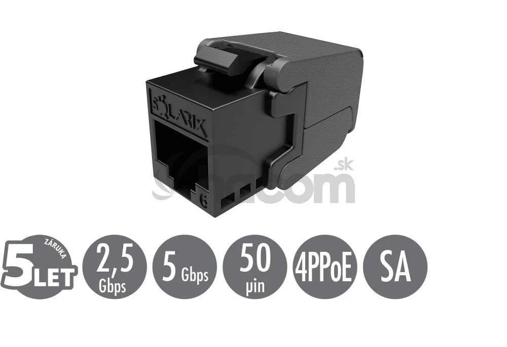 Samorezný keystone Solarix CAT6 UTP SXKJ-6-UTP-BK-SA Component Level a 4PPoE certifikácia