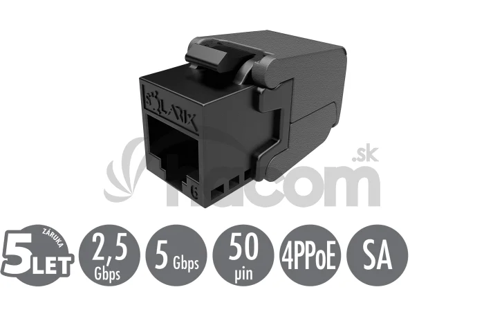 Samorezný keystone Solarix CAT6 UTP SXKJ-6-UTP-BK-SA Component Level a 4PPoE certifikácia