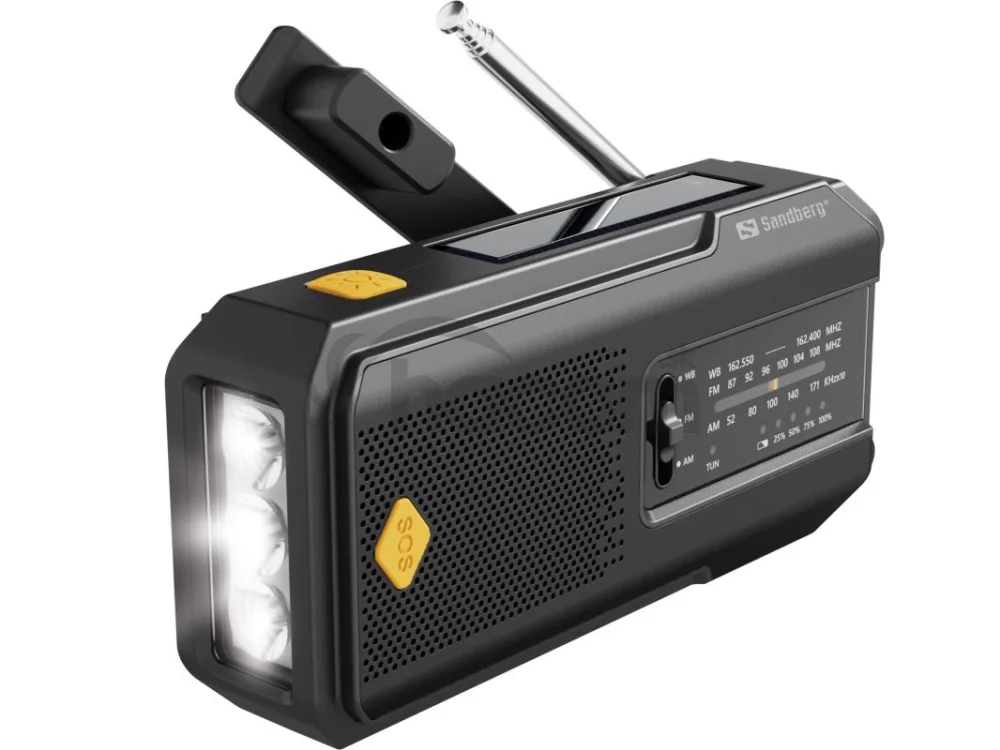Sandberg Surviovor All-in-1 2000 mAh, FM/AM rádio s ďalšími funkciami, čierna
