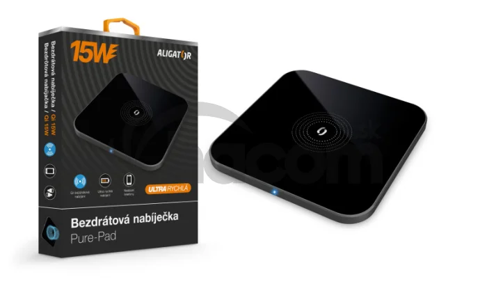 ALIGATOR bezdrôtová nabíjačka Aligator Pure-Pad 15W, čierna