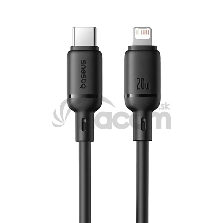 Baseus Rýchlonabíjací kábel Silky USB-C/Lightning 1m 20W čierny