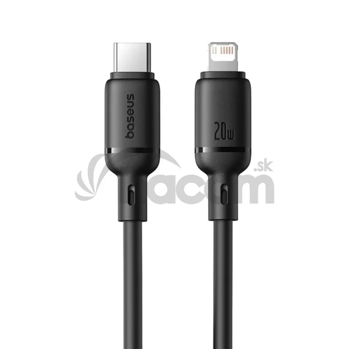 Baseus Rýchlonabíjací kábel Silky USB-C/Lightning 1m 20W čierny