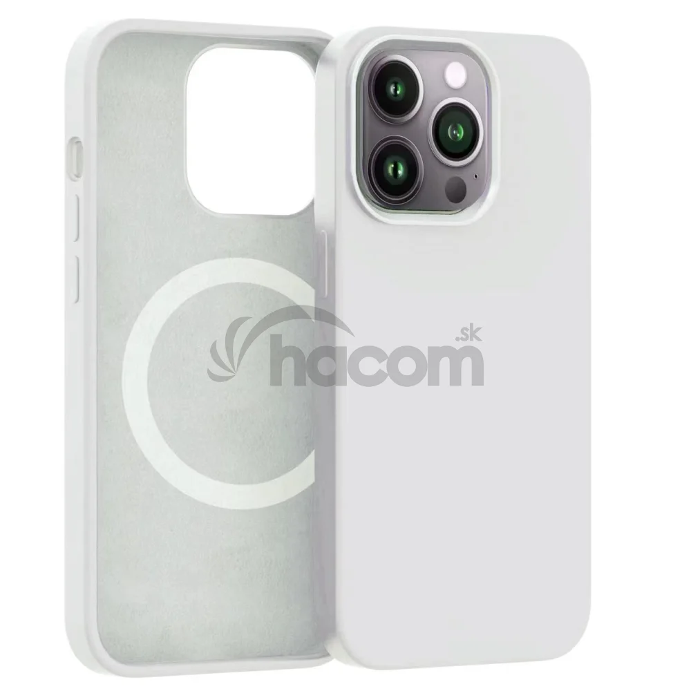 ER POWER Silikónový kryt CARNEVAL SNAP pre iPhone 14 plus s MagSafe - biela
