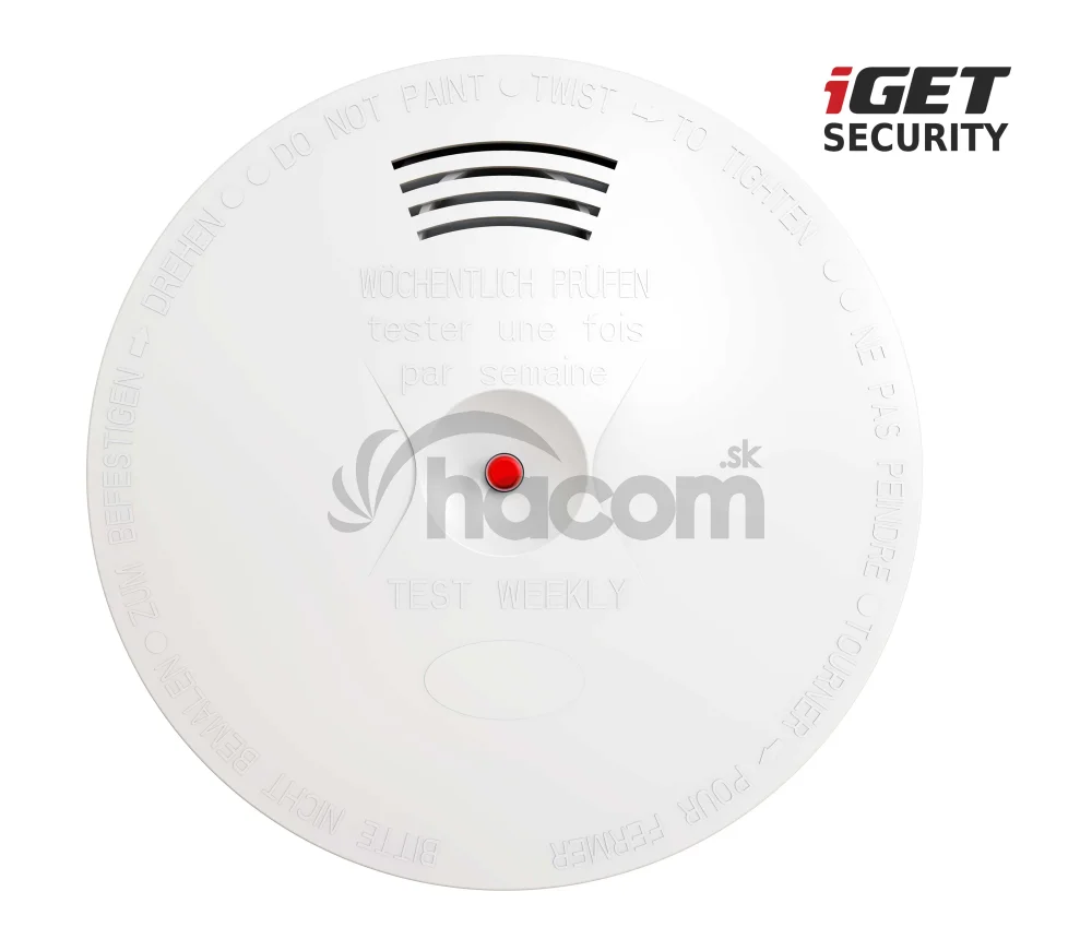 iGET SECURITY EP14 - bezdrôt. senzor dymu, norma EN14604:2005, samostatný alebo pre alarm M5