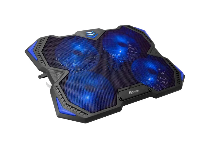 Chladiaca podložka C-TECH Zefyros (GCP-01B), casual gaming, 17,3", modré podsvietenie, regulácia otáčok