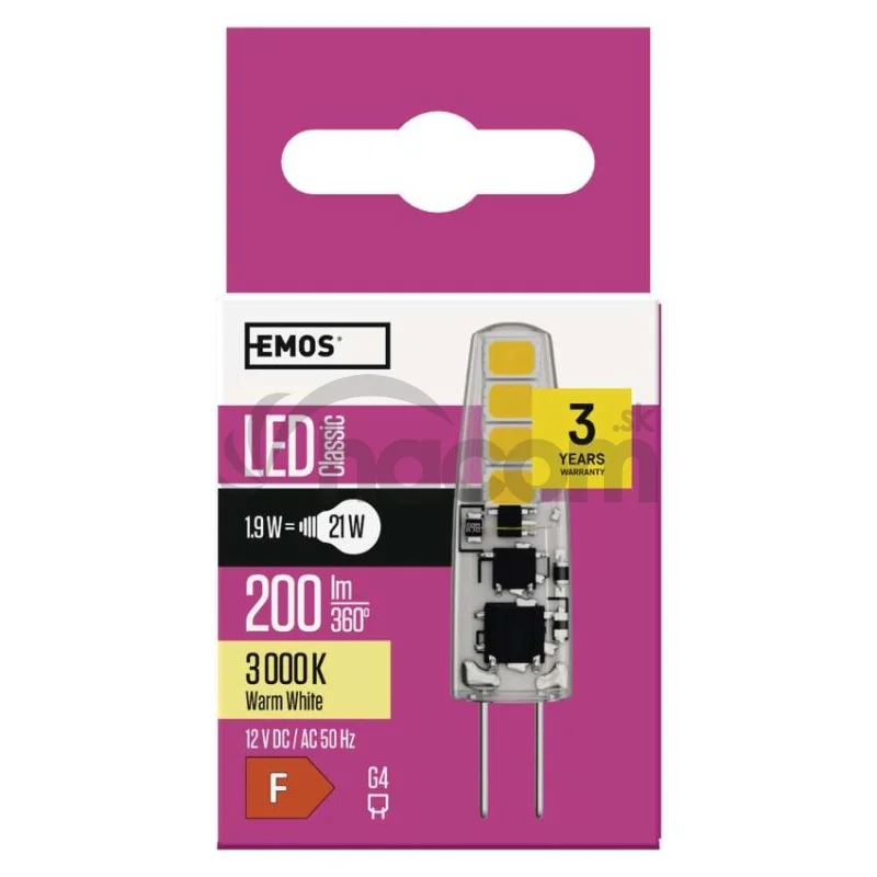 LED žiarovka Classic JC / G4 / 1,9 W (21 W) / 200 lm / teplá biela