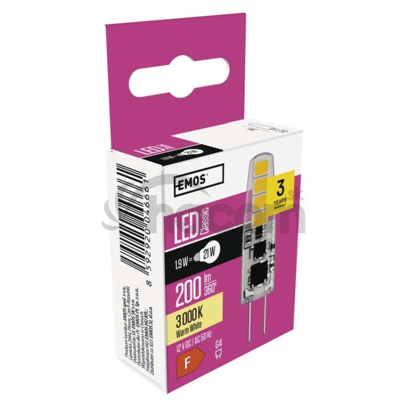 LED žiarovka Classic JC / G4 / 1,9 W (21 W) / 200 lm / teplá biela