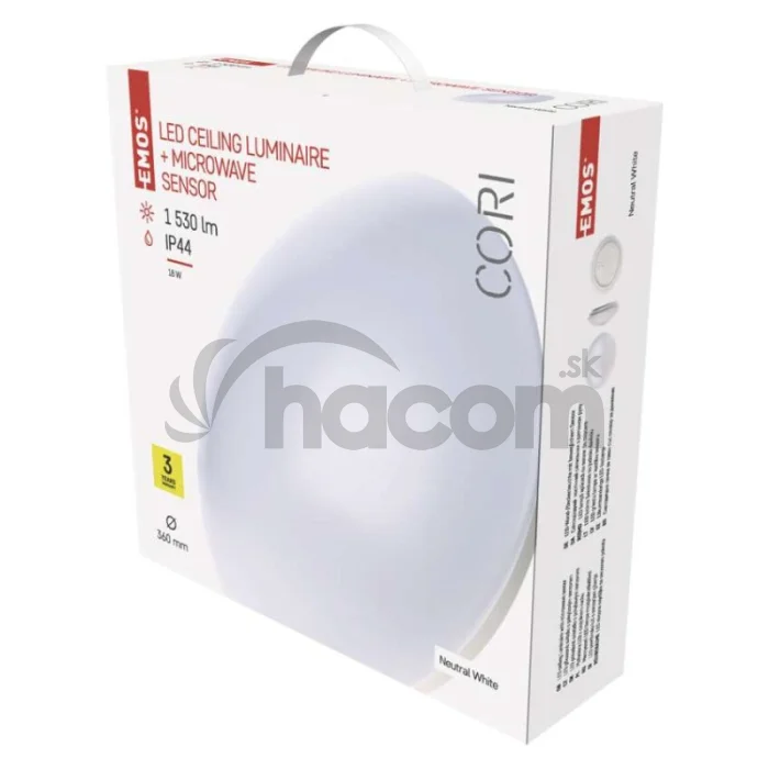 LED prisad. svietidlo Cori s pohyb. senz.,kr. 18W n.b., IP44