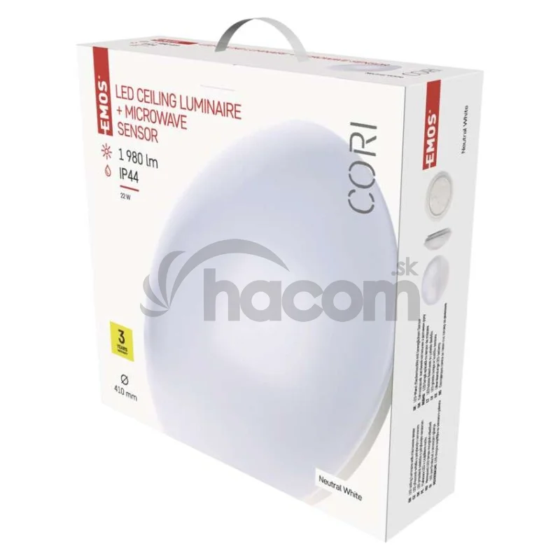 LED prisad. svietidlo Cori s pohyb. senz.,kr. 22W n.b., IP44