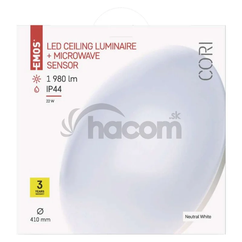 LED prisad. svietidlo Cori s pohyb. senz.,kr. 22W n.b., IP44