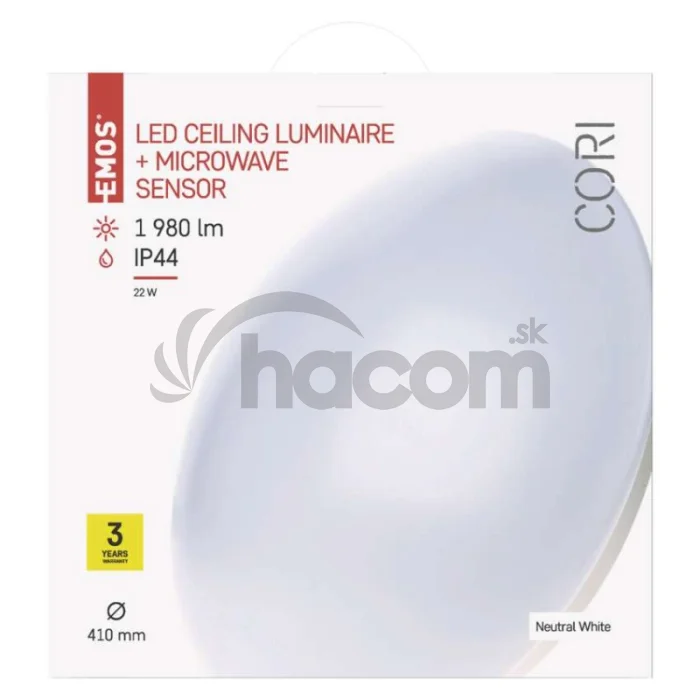 LED prisad. svietidlo Cori s pohyb. senz.,kr. 22W n.b., IP44