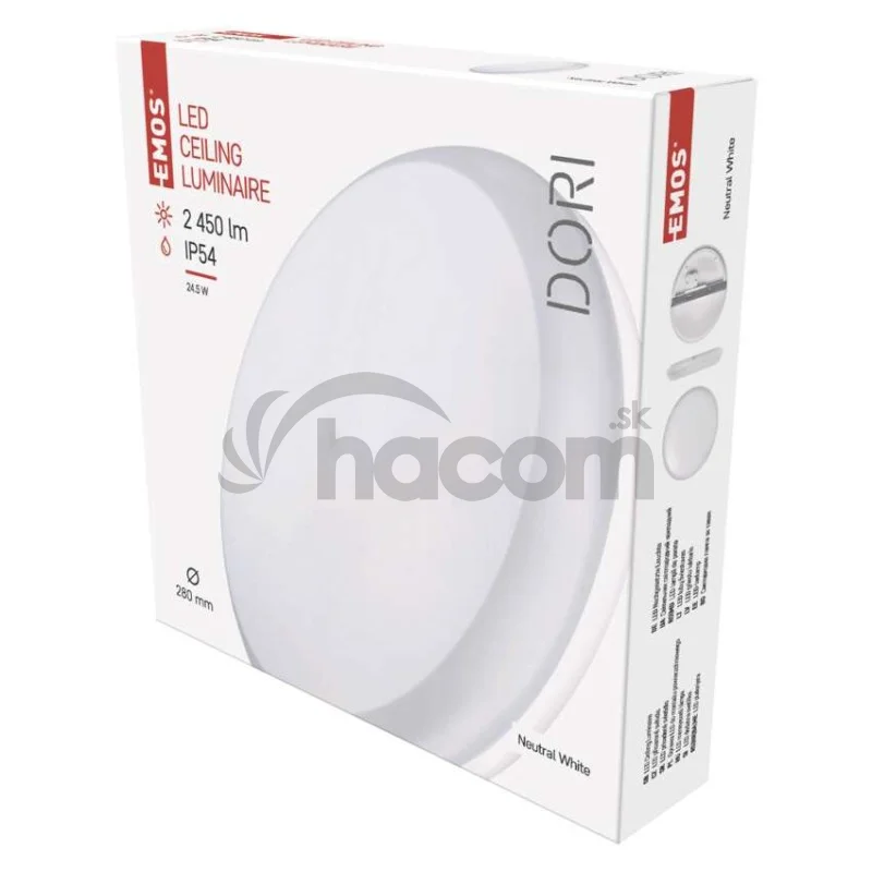 LED prisadené svietidlo DORI, kruh. biele 24,5W neutr.b., IP54