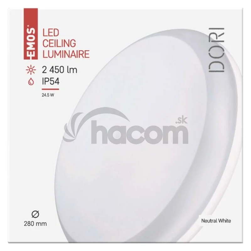 LED prisadené svietidlo DORI, kruh. biele 24,5W neutr.b., IP54