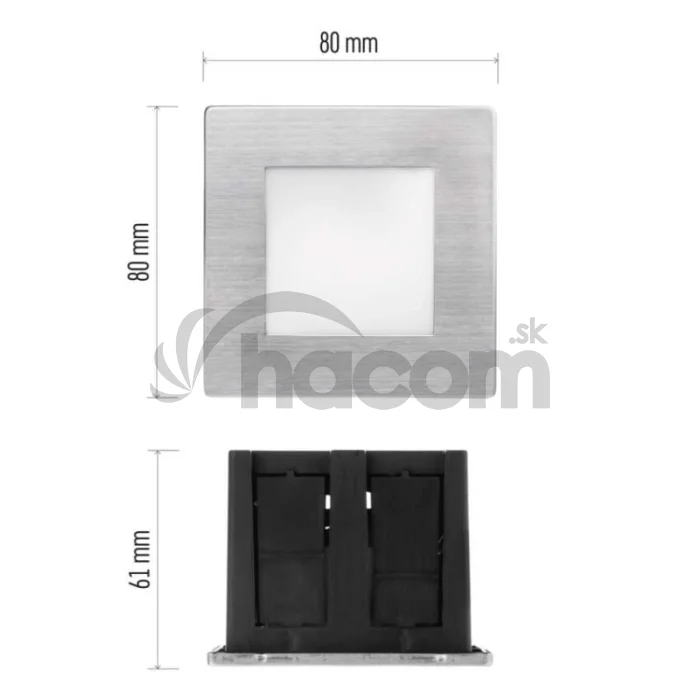LED orientačné vstavané svietidlo AMAL 80×80 2W neutr. b.,IP65