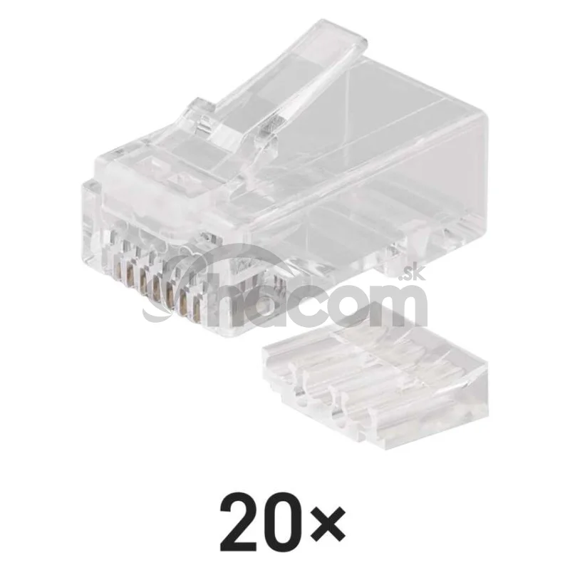 Konektor RJ45 pre UTP kábel (drôt), priehľadný