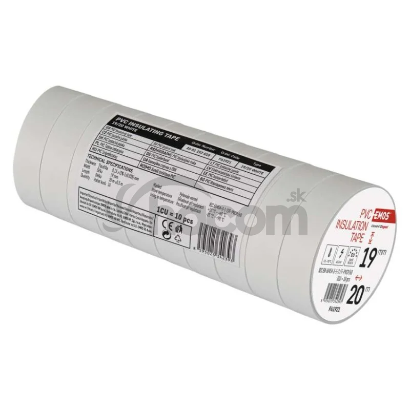 Izolačná páska PVC 19mm / 20m biela