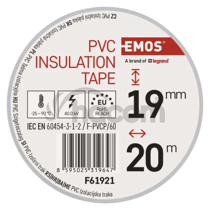 Izolačná páska PVC 19mm / 20m biela