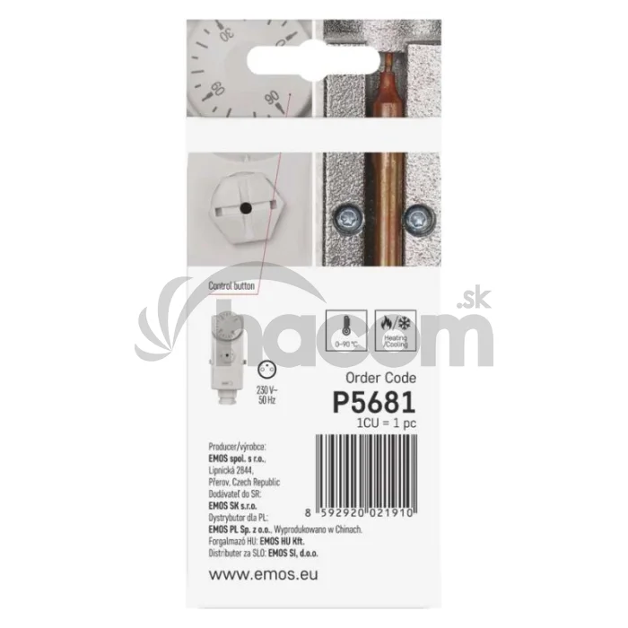 Príložný manuálny termostat P5681