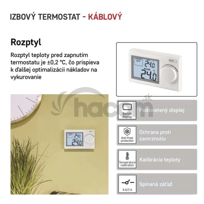 Izbový manuálny drôtový termostat P5604