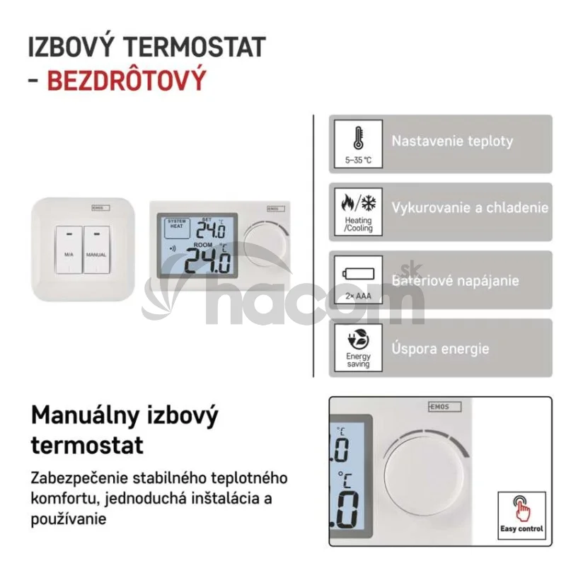 Izbový manuálny bezdrôtový termostat P5614