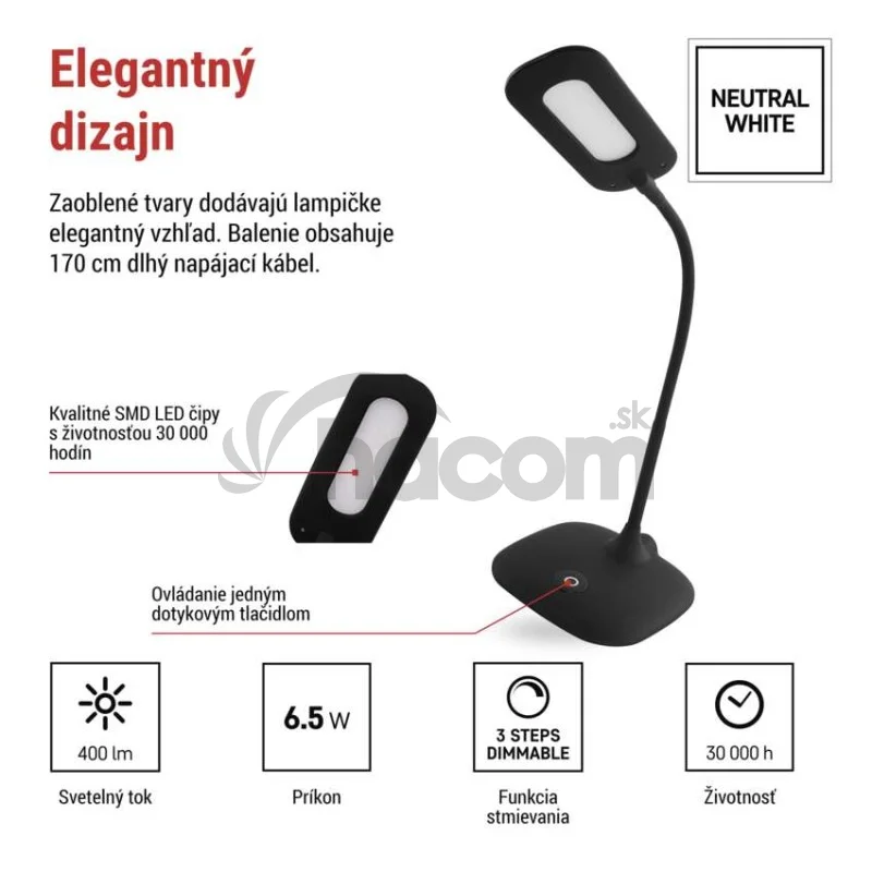LED stolná lampa STELLA, čierna