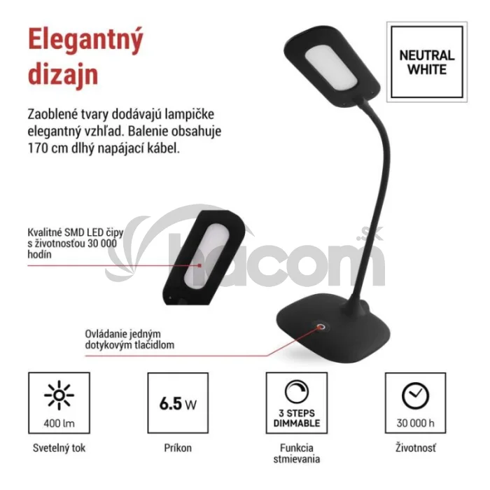 LED stolná lampa STELLA, čierna