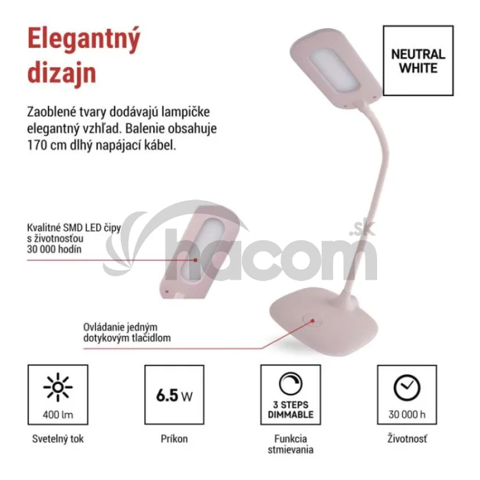 LED stolná lampa STELLA, ružová