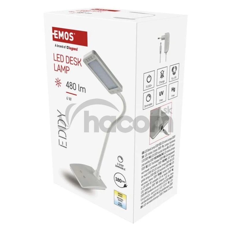 LED stolná lampa Eddy, biela